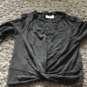 Grey scrunched up on the bottom long sleeve